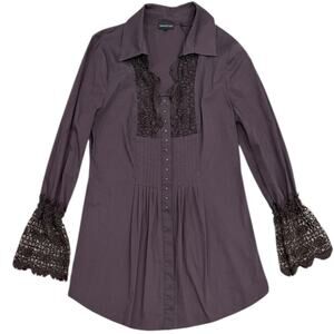 Y2K Tricotto Brown Lace Tunic